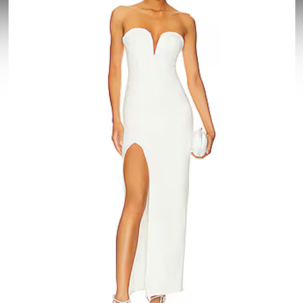 Gianna Sweetheart Slit Gown in White
